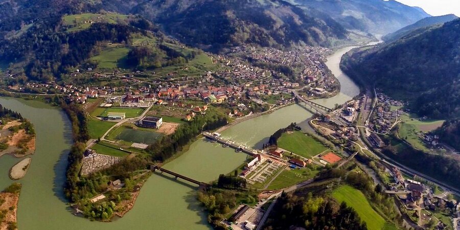 Reka Drava v občini Dravograd